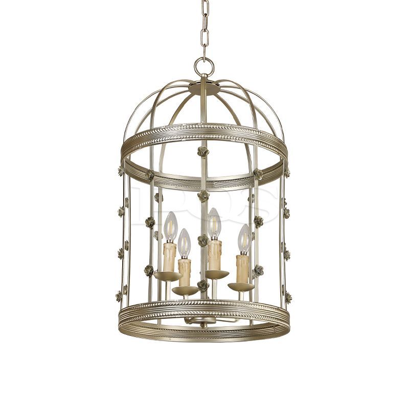 Modern Iron Pendant, Vintage-Brass Bird Cage Chandelier, Ceiling Light Fixture