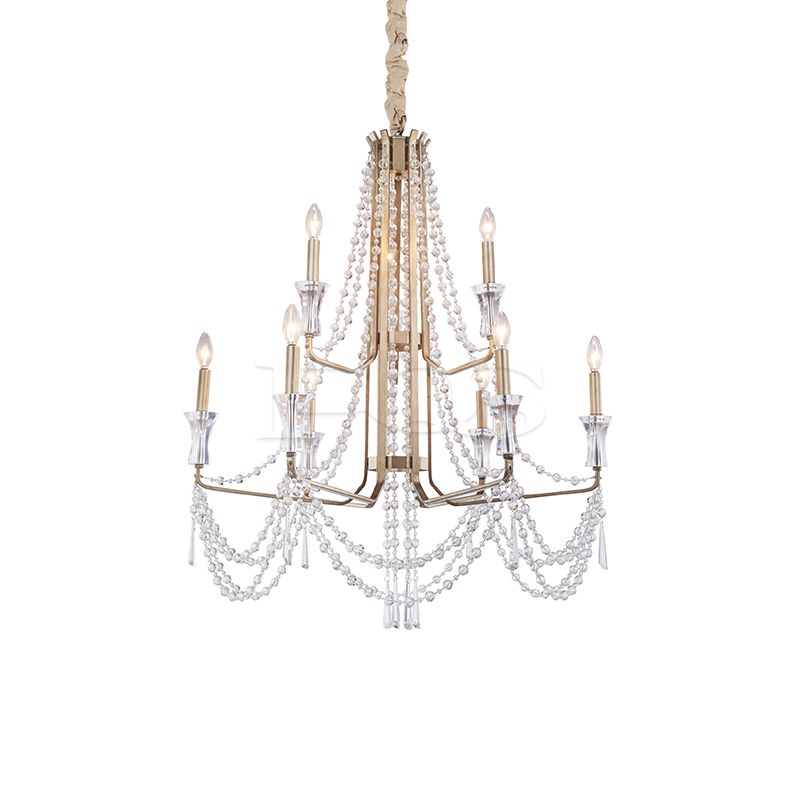 Modern Mullti-Layer Golden Crystal Chandelier, Luxury Decorative Pendant