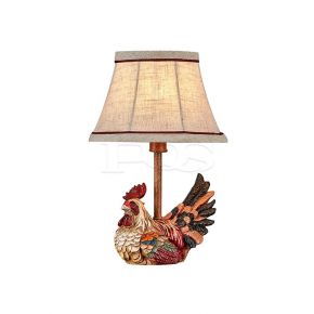 Modern Rooster Base Table Lamp with Lined Shade Decorative Artwork for Home Decoration