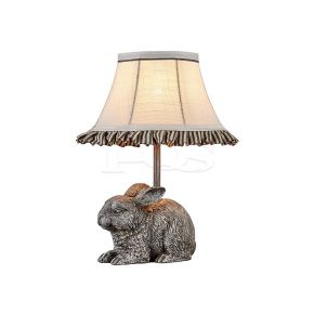 White Fabric with Cloth-Lined Shade Rabbit Table Lamp for Room Decor