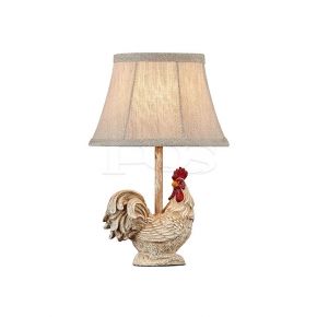 White Rooster Statue with Milky White Shade Table Lamp for Home Decor