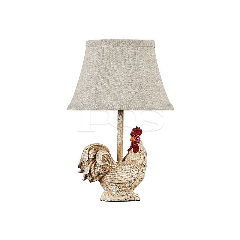 White Rooster Statue with Milky White Shade Table Lamp for Home Decor