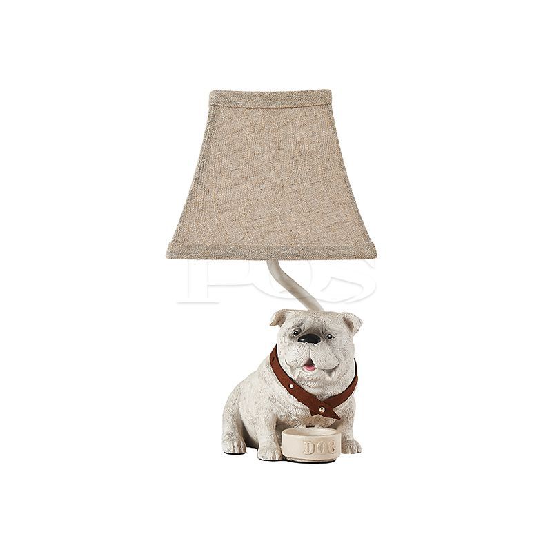 Cute Puppy Statue Design Table Lamp with Coffee Fabric Shade for Drawing Room