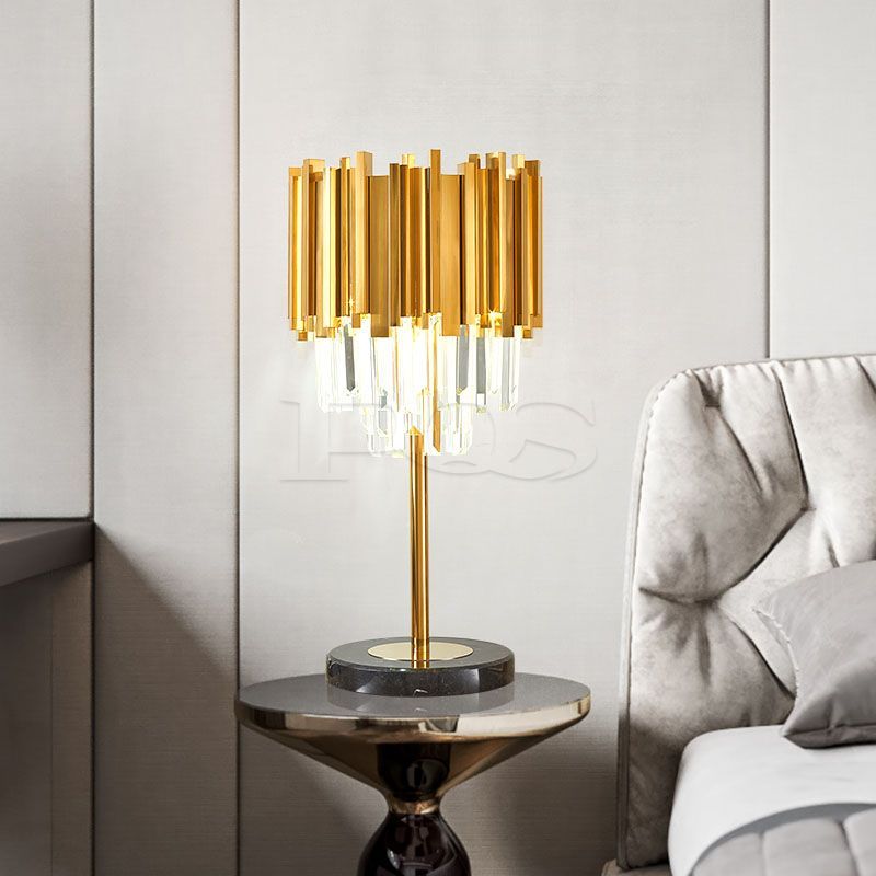 Golden Cascade Luxurious Crystal Table Lamp