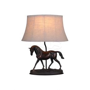 Contemporary Black Horse Table Lamp with Base