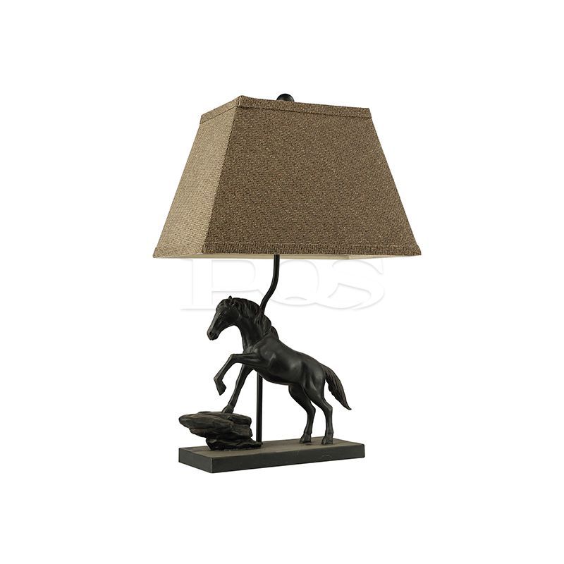 Contemporary Leaping Black Horse Table Lamp with Base