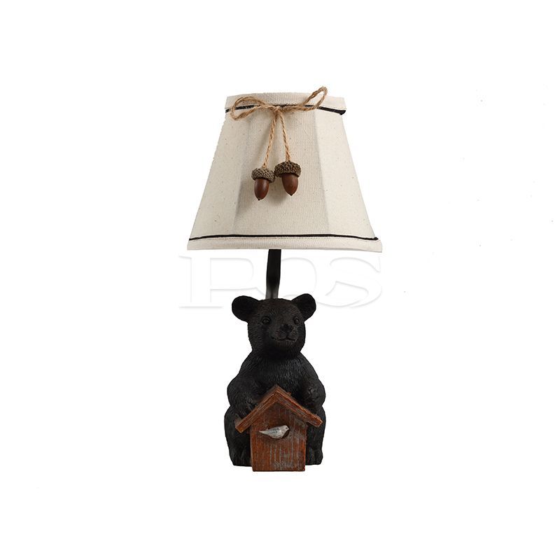 Modern Cut Bear and Bird Statue Decorative Table Lamp