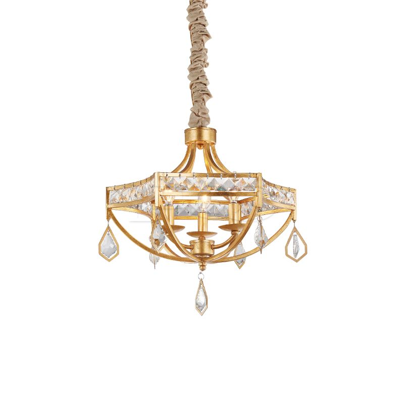 Luxurious Modern Crystal CHandelier with Golden Frame Ceiling Light Fixture
