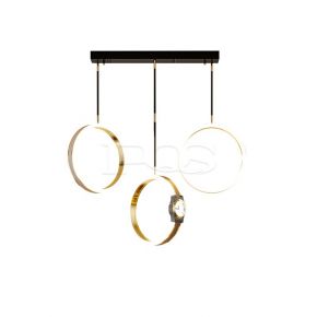 Triple Illuminating Hanging Rings, Ceiling Light Fixture with MIni Clock