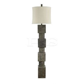 Contemporary Sugarcane Base Floor Lamp with Milky White Shade