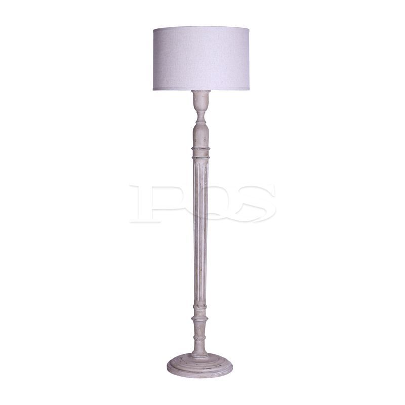 Vintage Sculpted Candlestick Floor Lamp with Milky White Fabric Shade
