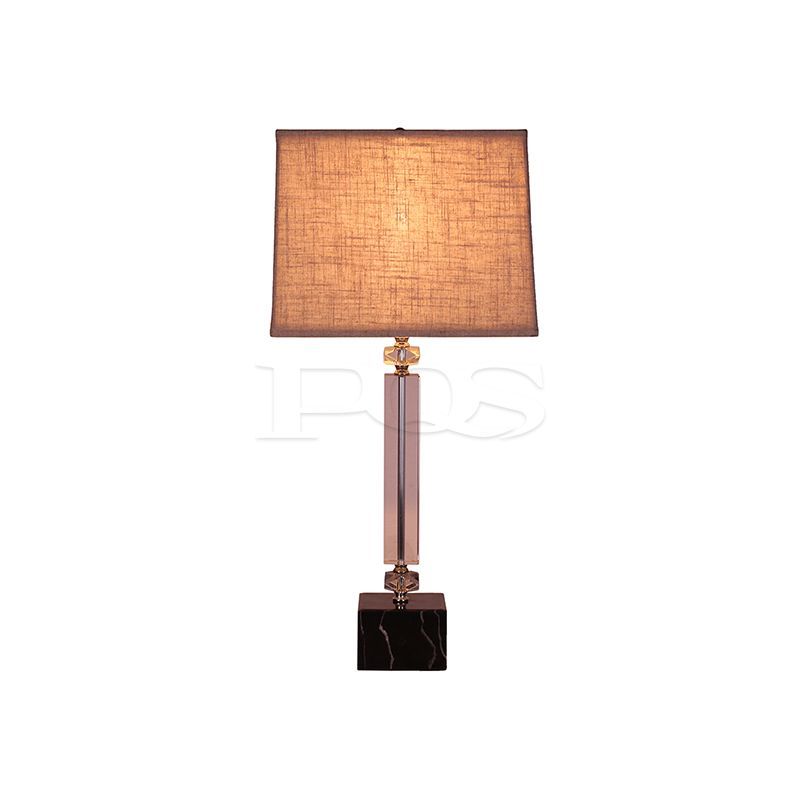 Crystal Table Lamp with Fabric Shade and Marble Plinth