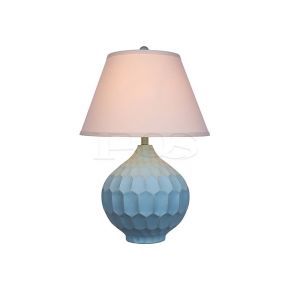 Contemporary Concise Table Lamp with Shade and Sculpted Azure Base