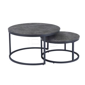 Stacking Twin Table with Profound Black Surface Overlapping Functional Table