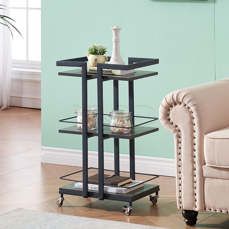 Multi-function Mini Move-able Table 3-layer Black Iron Coffee Table