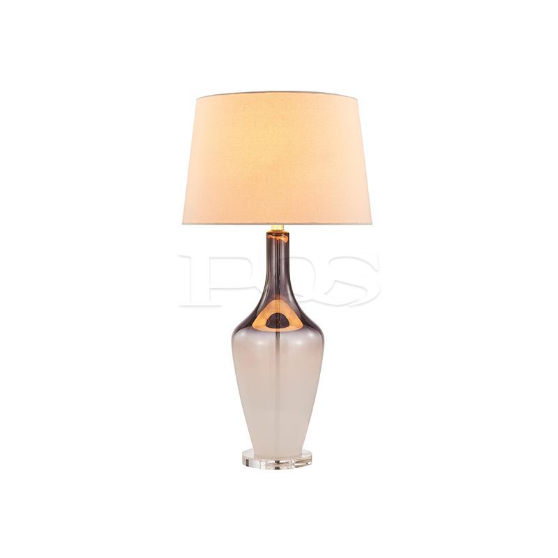 Glass Table Lamp with Fabric Shade