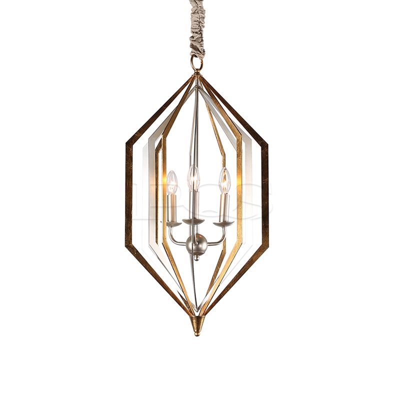 Contemporary Diamond Frame Decorative Candlestick Pendant Lamp