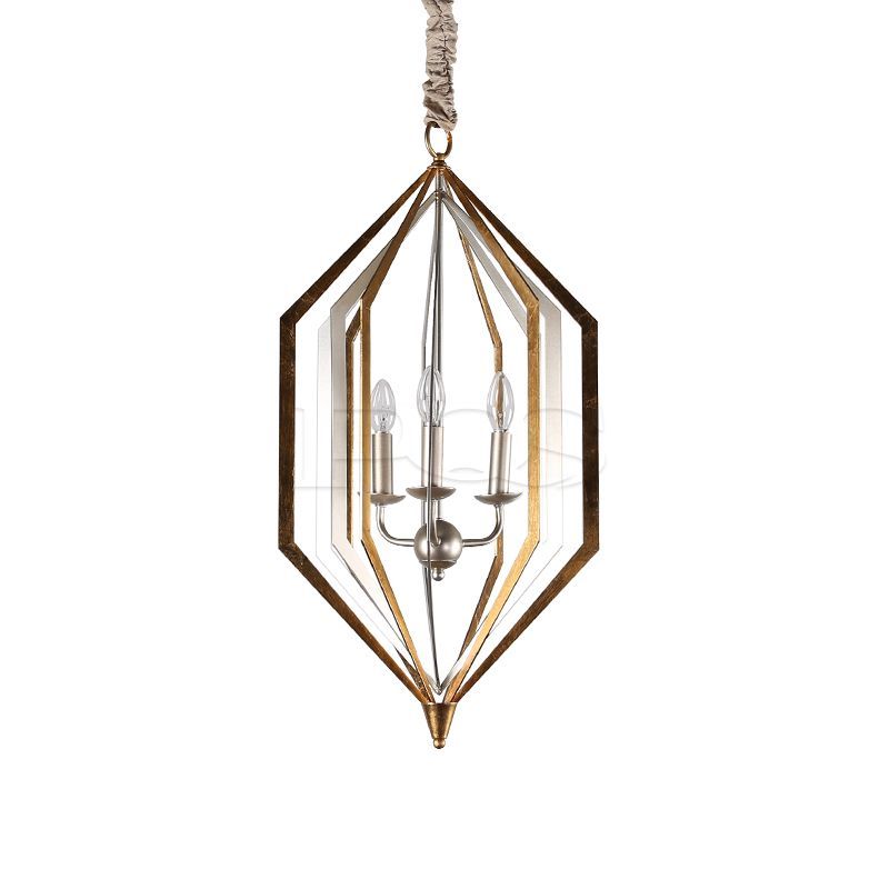 Contemporary Diamond Frame Decorative Candlestick Pendant Lamp