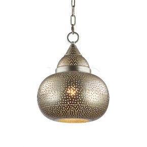 Antique Incensory Dark Silver Gourd Pendant Lamp with Apertures
