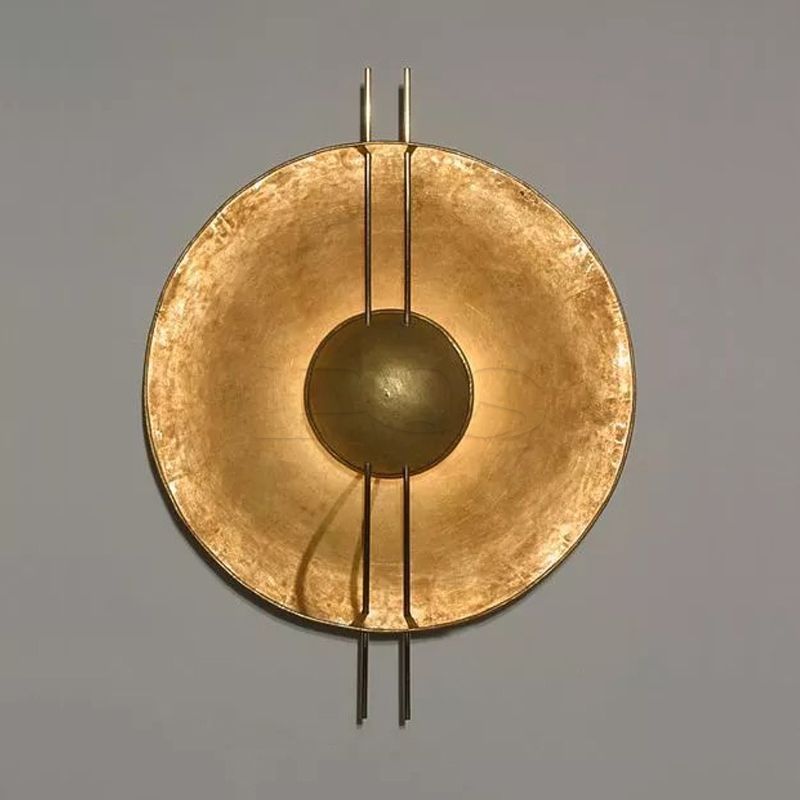 Vintage Bronze Clock Pendulum Circular Decoration Wall Lamp