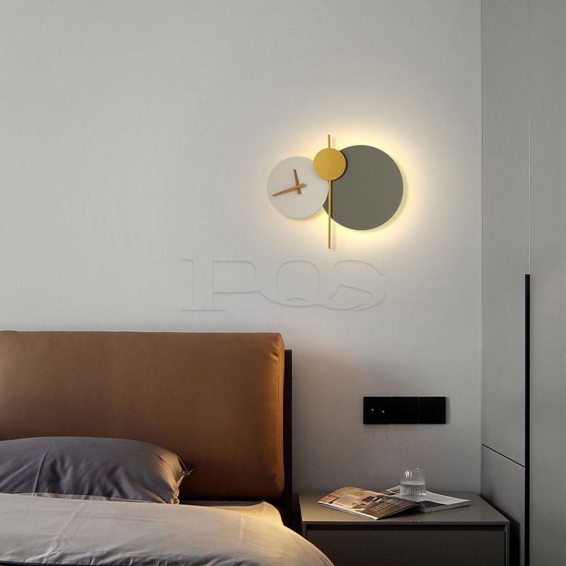 Modern 3-in-1 Large Wall Lamp with Clock
