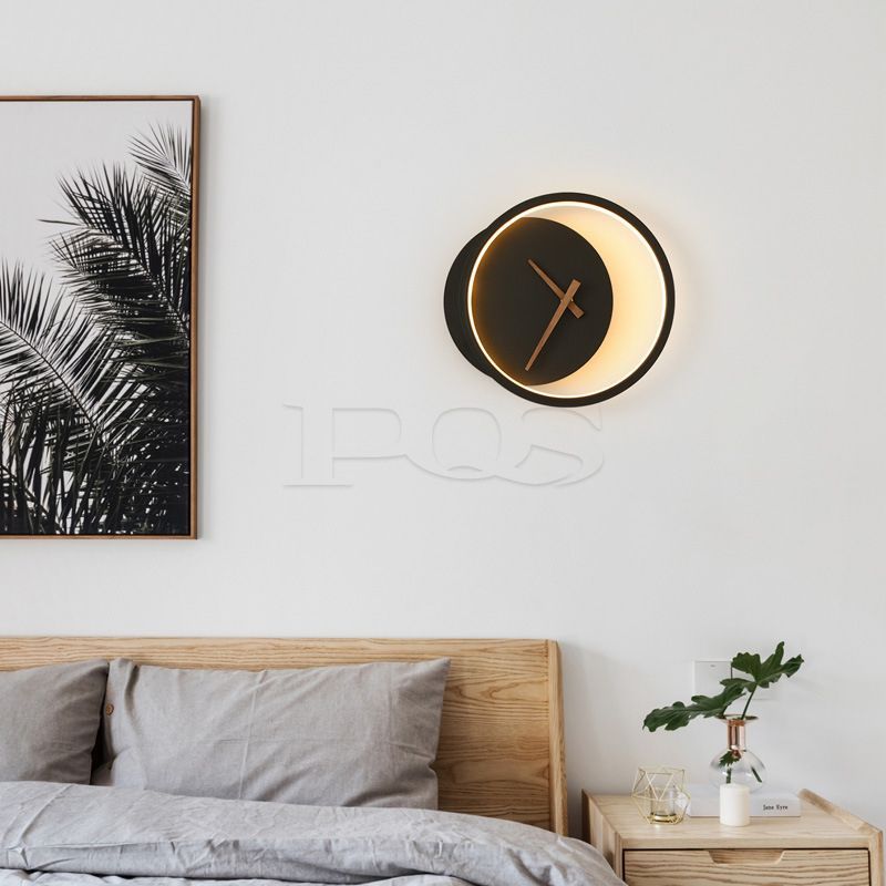 Modern 3D Visual Circular Wall Lamp with Clock