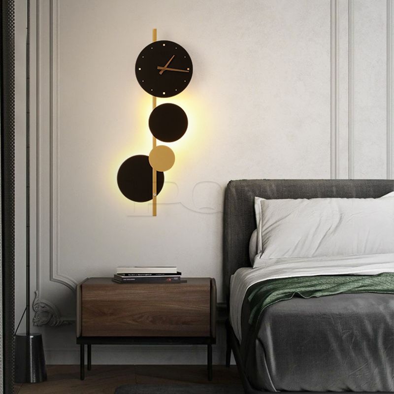 Modern Dark-gold Bubble Clock  Wall Lamp