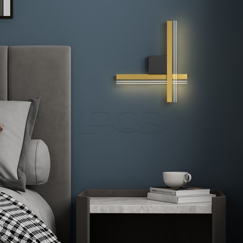 Contemporary Fresh Gold Cross Storage Shelf Wall Lamp