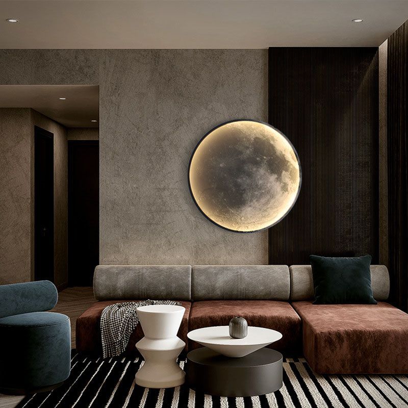 Vivid Moon Image Illuminating Cicular Wall Lamp