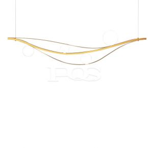 Creative Concise Linear Decorative Leaf Shape Pendant with Spherical Shade and Champagne Gold Furnish