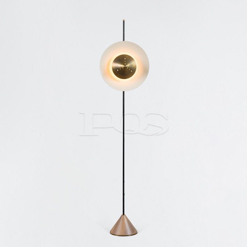 Gem White Circular Decorative Bronze Floor Lamp