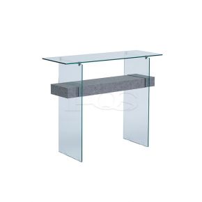Concise Modern Double Layer Glass&Grey Marble Table