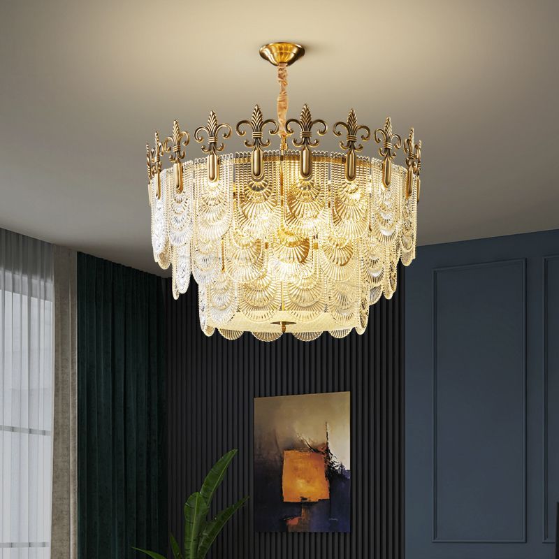 Contemporary Luxurious Royal Sculpted Golden Decorative Pendant Light