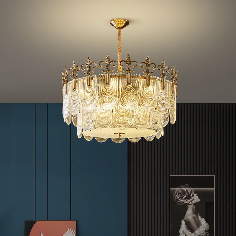 Contemporary Luxurious Royal Sculpted Golden Decorative Pendant Light
