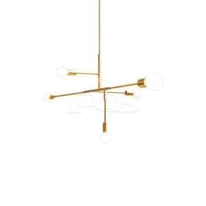 Modern Concise Linear 5-Holder Pendant Lamp with Spherical Lamp Shade