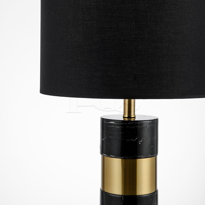 Table Lamp with Marble and Fabric Shade