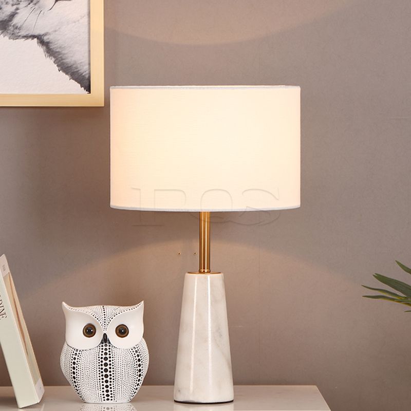 Table Lamp with Marble and Fabric Shade
