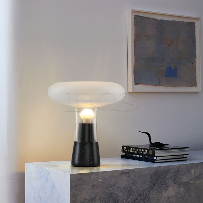 Table Lamp with Marble and Glass
