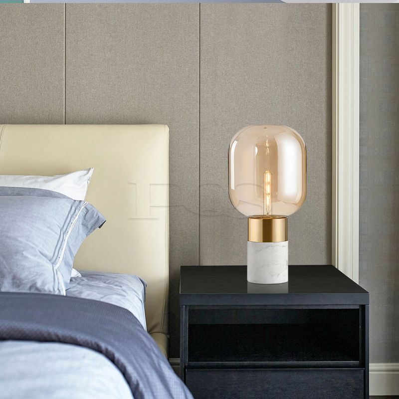 Table Lamp with Marble and Glass