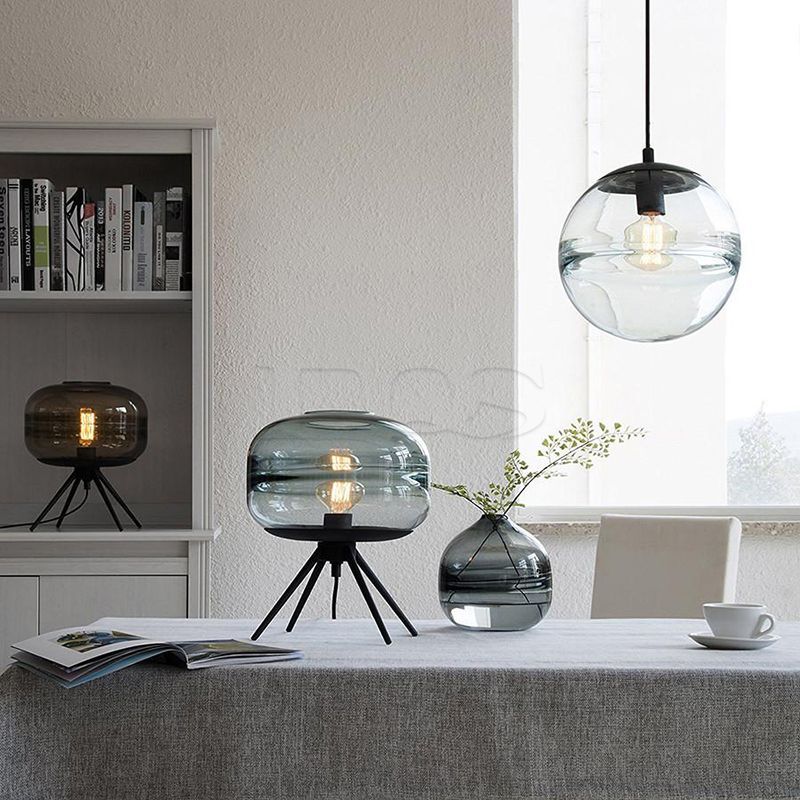 Iron Table Lamp with Glass