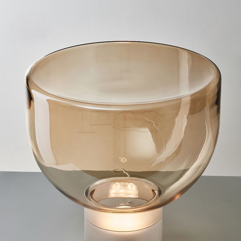Antique Polished Ceramic Bowl Shade Table Lamp