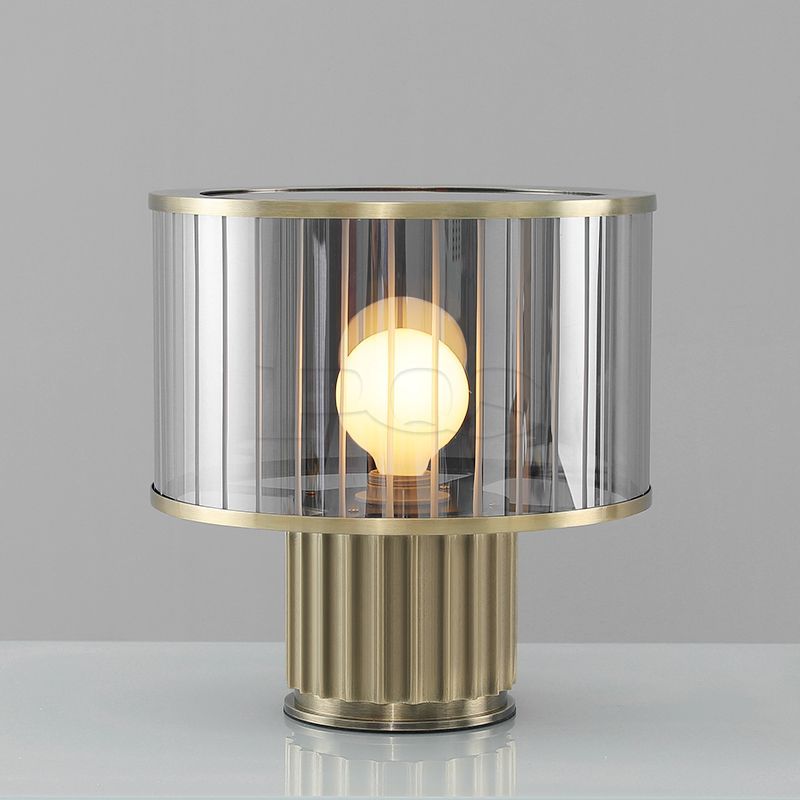 Modern Dark Gold Concise 2-Layers Column Table Lamp