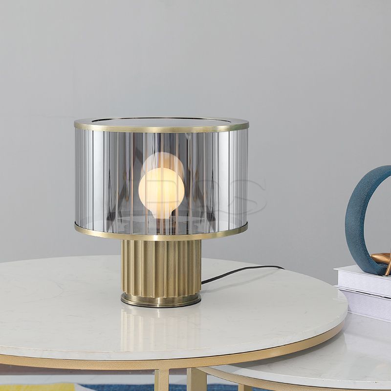 Modern Dark Gold Concise 2-Layers Column Table Lamp