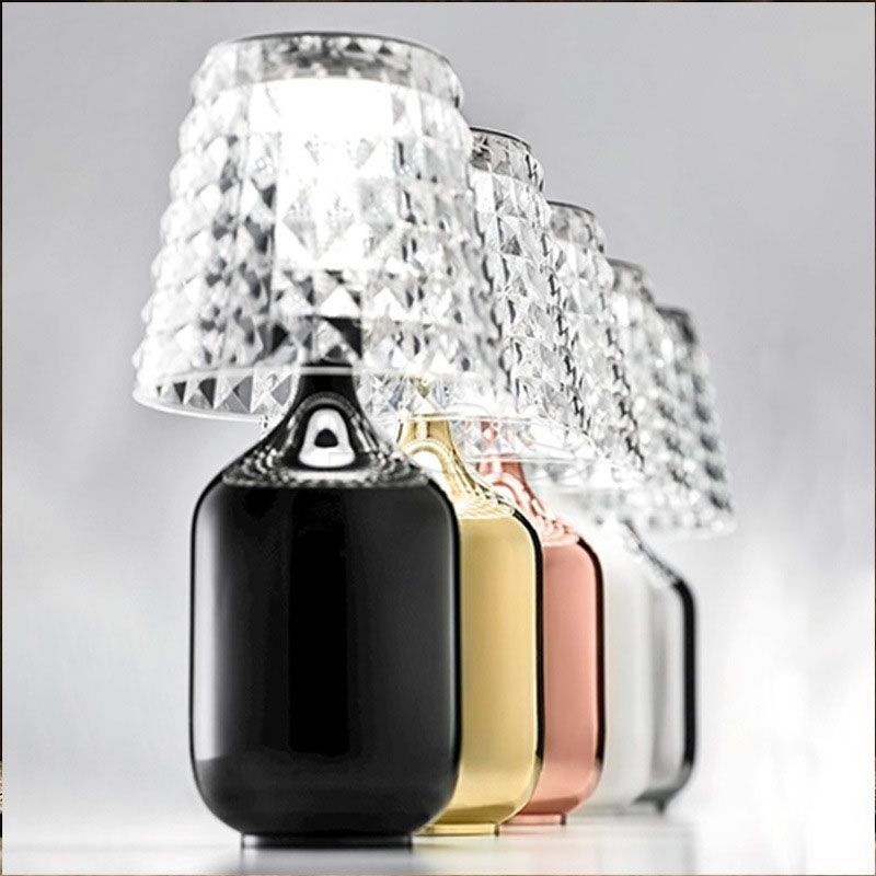 Modern Luxurious Milky Bottle Crystal Lamp Shade Table Lamp