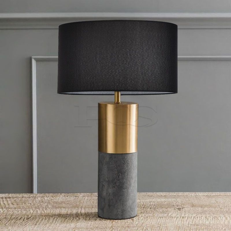 Table Lamp with Cement and Fabric Shade