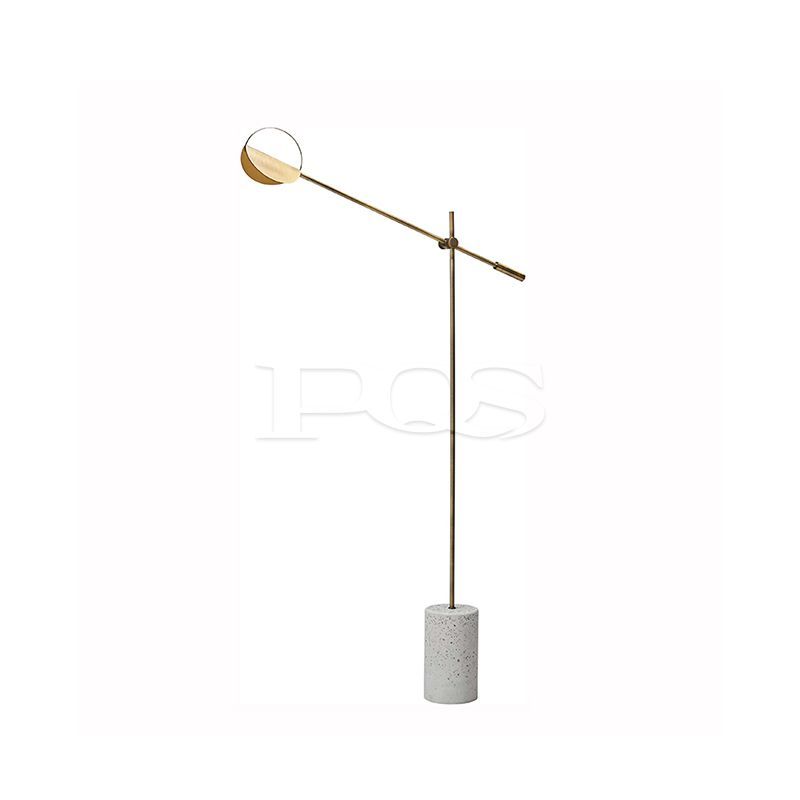 Contemporary Streetlight Style Linear Floor Lamp with Marble Column Base