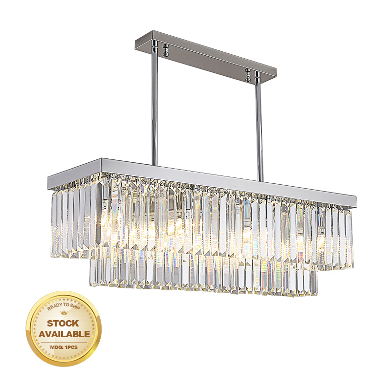 Luxurious creative rectangular modern crystal ceiling light pendant light chandelier for living room and livingroom decoration