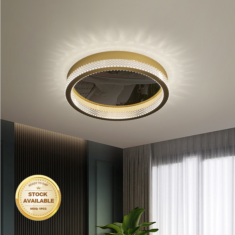 Round Pendant LED Modern Luxury Gold  Crystal Ceiling Lamp