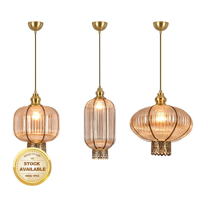 2022 New Design Luxury  Pendant Light  Copper Glass Indoor Lighting  Chandelier Copper Pendant Lamp