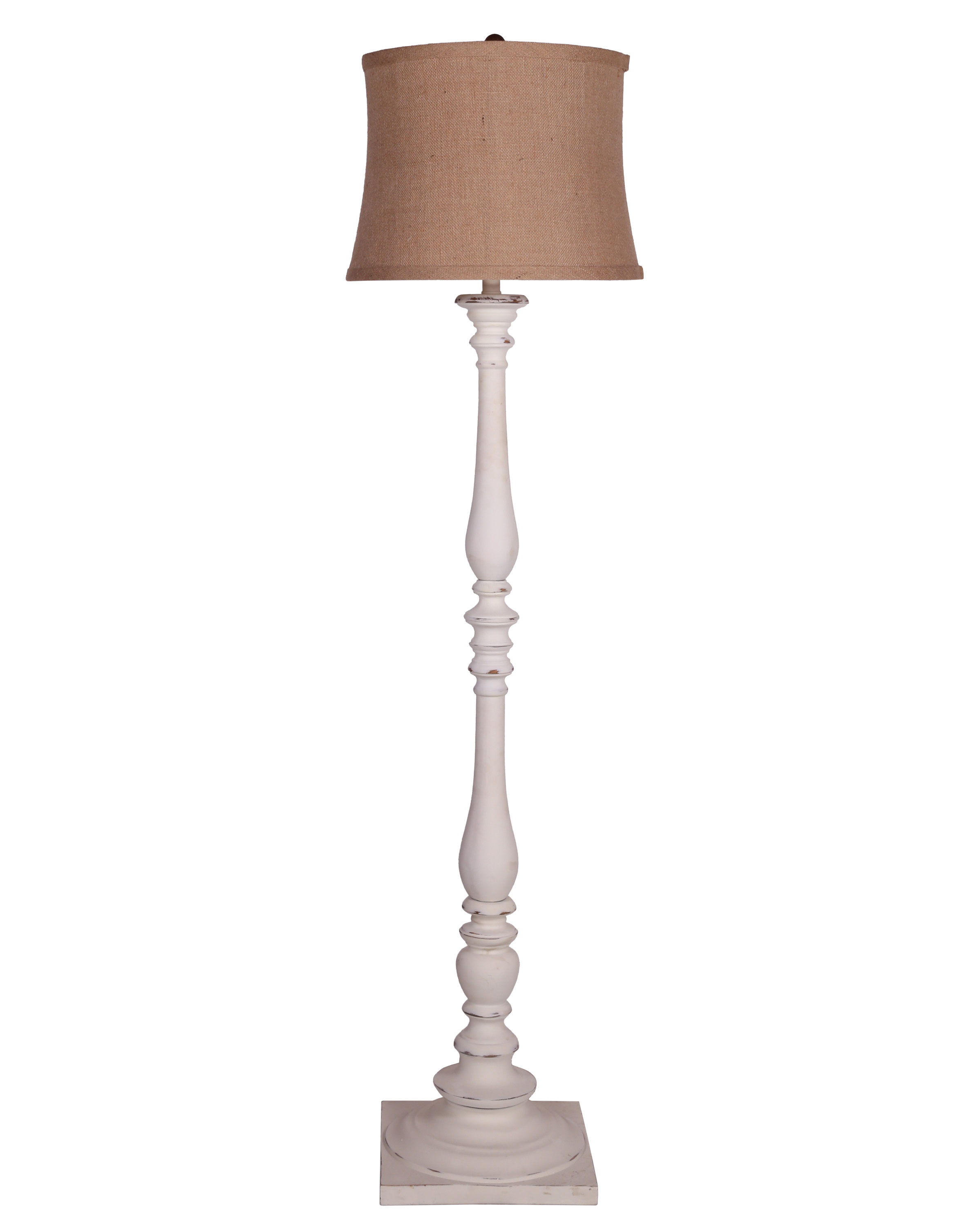 Modern White Lengthened Pillar Floor Lamp with Decorative Base